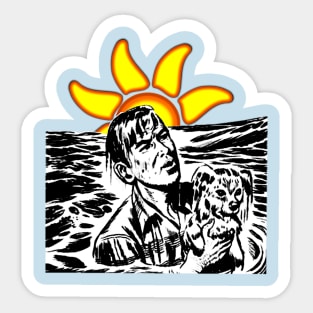 saving the dog from drowning Sticker